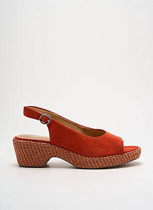 Sandales/nu pieds semi compensé talon de 4 à 6cm rouge ADIGE femme
