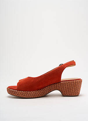Sandales/nu pieds semi compensé talon de 4 à 6cm rouge ADIGE femme