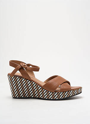 Sandales/nu pieds matière lisse talon de 4 à 6cm marron ADIGE femme