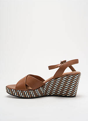 Sandales/nu pieds matière lisse talon de 4 à 6cm marron ADIGE femme