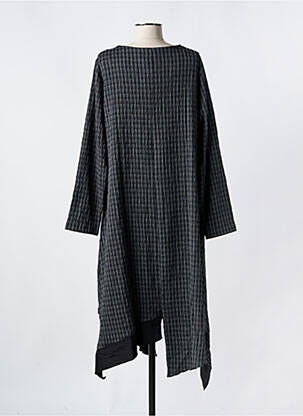 Robe mi-longue imprimé fantaisie manches longues noir LUUKAA femme