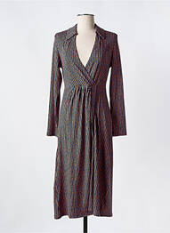 Robe mi-longue imprimé fantaisie manches longues bleu SURKANA femme