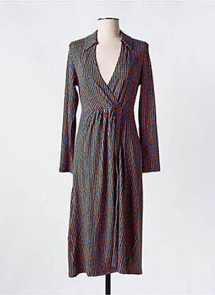 Robe mi-longue imprimé fantaisie manches longues bleu SURKANA femme