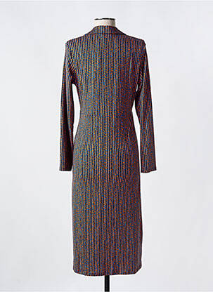 Robe mi-longue imprimé fantaisie manches longues bleu SURKANA femme