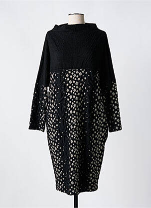 Robe mi-longue manches longues manches longues noir OZAI N KU femme