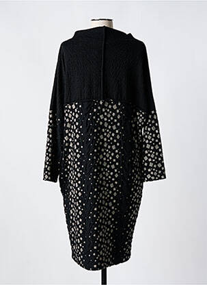 Robe mi-longue manches longues manches longues noir OZAI N KU femme