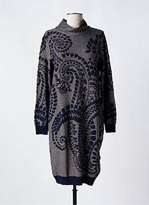 Robe pull col col montant manches longues bleu TRICOT CHIC femme