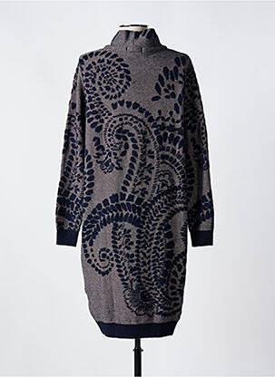 Robe pull stretch manches longues bleu TRICOT CHIC femme