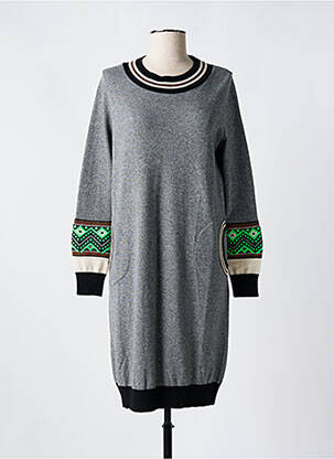 Robe pull resserrée sur le bas manches longues gris TRICOT CHIC femme