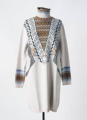 Robe pull stretch manches longues gris TRICOT CHIC femme