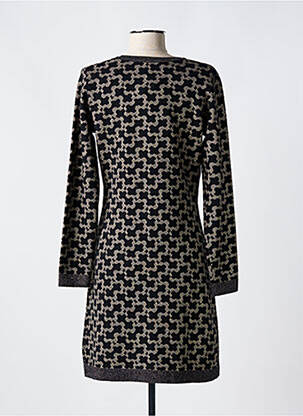 Robe mi-longue imprimé fantaisie manches longues noir LEO & UGO femme