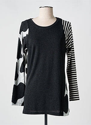 Pull tissage chiné manches longues noir URBAN BY ALEMBIKA femme