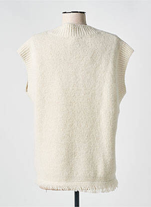 Pull coupe droite sans manche beige CHARMING SMILE femme
