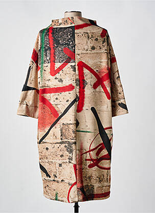 Robe mi-longue manches 3/4 manches 3/4 beige OZAI N KU femme