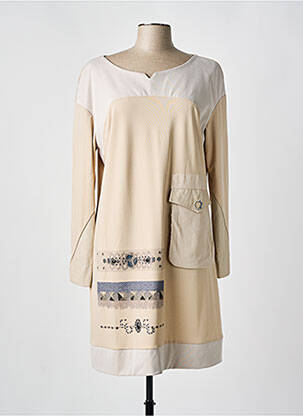 Robe courte manches longues manches longues beige ELISA CAVALETTI femme