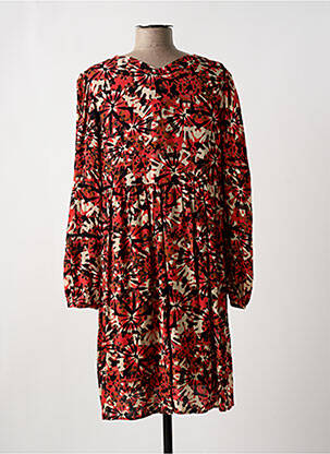 Robe mi-longue imprimé fleurs manches longues orange LOLA ESPELETA femme