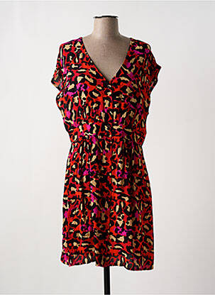Robe mi-longue tissage crêpe manches courtes rouge ARTLOVE femme