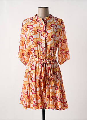 Robe courte coupe fluide manches 3/4 orange ARTLOVE femme