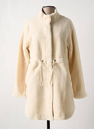 Manteau long fermeture pressionnée sans capuche beige LAURE + MAX femme
