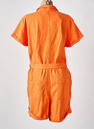 Combishort fermeture boutonnée sur le devant manches courtes orange HAPPY femme