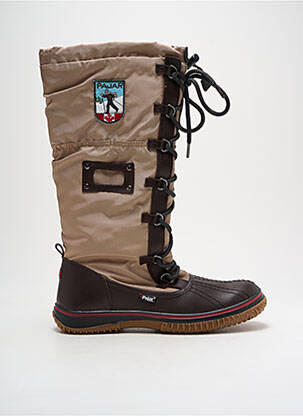 Bottes matière lisse talon plat jusqu'à 3cm marron PAJAR femme