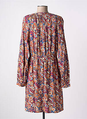 Robe courte imprimé fleurs manches longues orange C'EST BEAU LA VIE femme