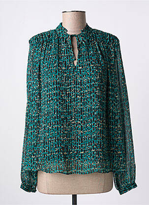 Blouse légère et transparente manches longues vert RUE MAZARINE femme