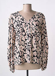 Blouse imprimé fleurs manches longues noir C'EST BEAU LA VIE femme