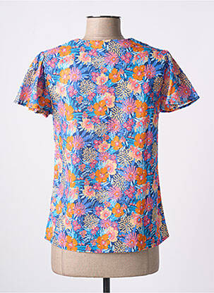 T-shirt col v manches courtes bleu C'EST BEAU LA VIE femme