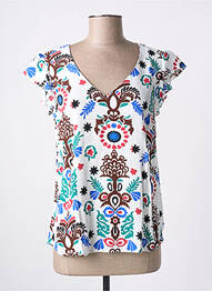 Blouse imprimé fleurs manches courtes blanc C'EST BEAU LA VIE femme