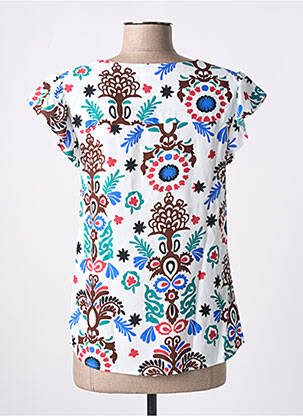 Blouse imprimé fleurs manches courtes blanc C'EST BEAU LA VIE femme