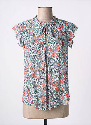 Blouse imprimé fleurs manches courtes gris C'EST BEAU LA VIE femme