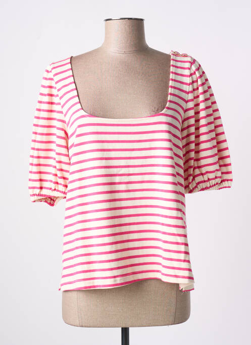 T-shirt stretch manches courtes rose GRACE & MILA femme
