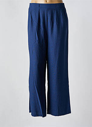 Pantalon large tissage crêpe taille haute bleu C'EST BEAU LA VIE femme