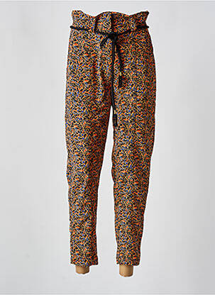 Pantalon droit taille à pinces taille haute orange RUE MAZARINE femme