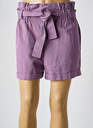 Short tissage denim taille haute violet GRACE & MILA femme