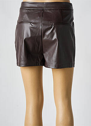 Short tissage simili-cuir taille haute marron CHERRY PARIS femme