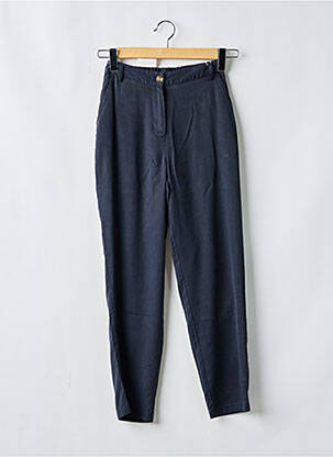 Pantalon chino tissage popeline taille haute bleu C'EST BEAU LA VIE femme