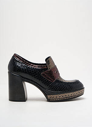 Mocassins tissage satiné talon de 7 à 9cm noir PONS QUINTANA femme