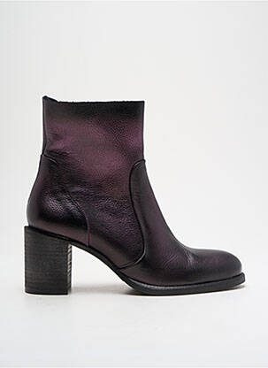 Bottines/boots matière lisse talon de 4 à 6cm violet METAL JEAN'S femme