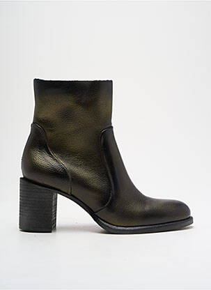 Bottines/boots matière lisse talon de 4 à 6cm vert METAL JEAN'S femme