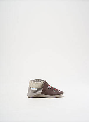 Chaussons/pantoufles semelle extérieure cuir bout rond marron ROBEEZ garçon