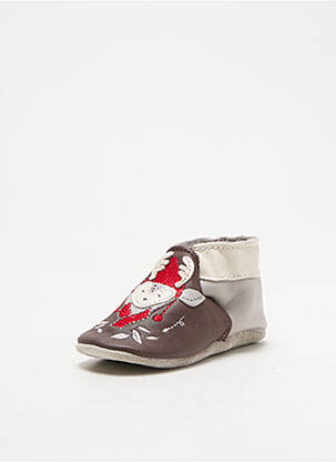 Chaussons/pantoufles semelle extérieure cuir bout rond marron ROBEEZ garçon