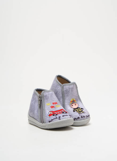 Chaussons/pantoufles fermeture zippée bout rond gris BELLAMY garcon