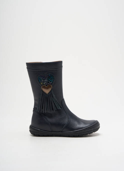 Bottes tissage satiné bout rond bleu FR fille