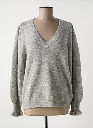 Pull coupe cintrée manches longues gris CREAM femme