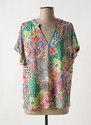 Blouse imprimé fantaisie manches courtes vert TINTA femme