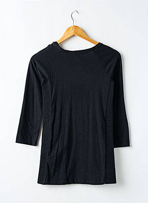 Robe mi-longue col rond manches longues noir LOSAN fille