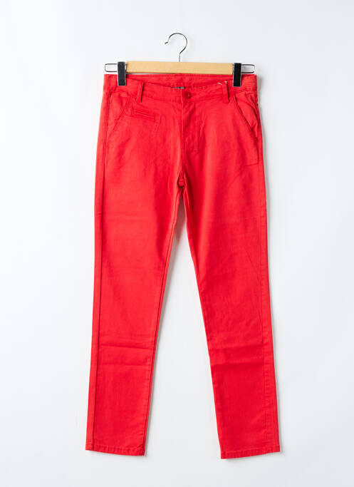Pantalon chino tissage popeline taille ajustable rouge LOSAN garcon