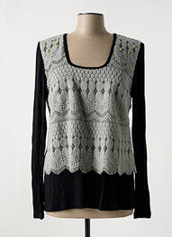 Top col carré manches longues noir ABY GARDNER femme